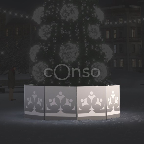 Ограждение для новогодней ёлки «Серебряный рисунок»