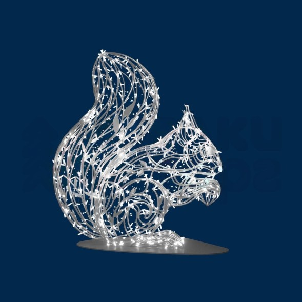 Светодиодная фигура Белка с орехом серебряная Premium 1,13 м., (OL331i11)