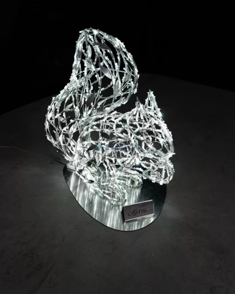 Светодиодная фигура Белка с орехом серебряная Premium 1,13 м., (OL331i11)