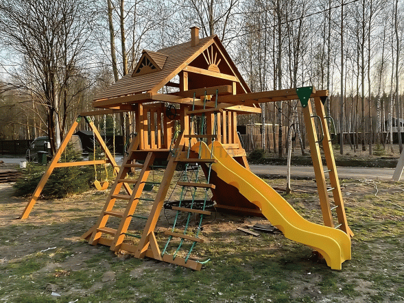Деревянная детская площадка для дачи Igragrad Крепость Фани с рукоходом (Дерево)