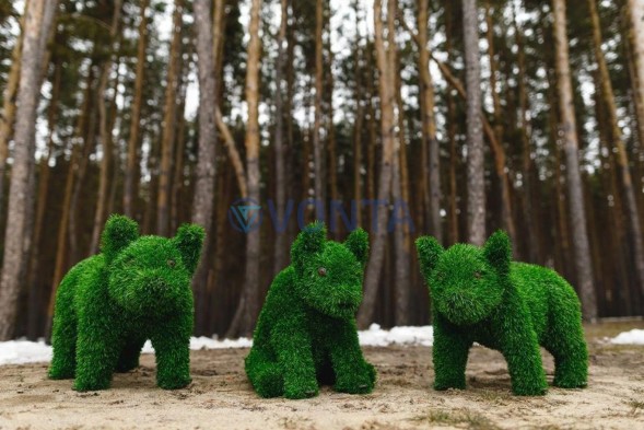 Топиари композиция поросята, детки, 3 шт — газон Eco