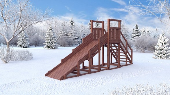 Зимняя деревянная горка Custwood Winter W3 (лестница сзади,скат 3,5 м)
