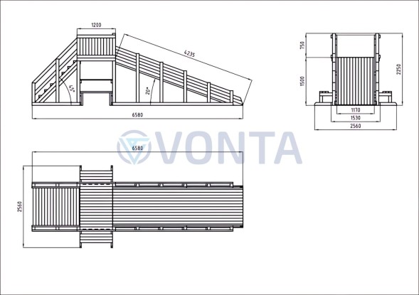 Зимняя деревянная заливная горка Ледянка 1 (без окраски)