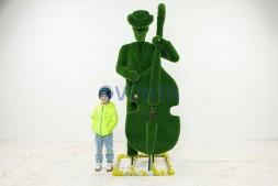 Топиари городской музыкант с контрабасом — газон Eco