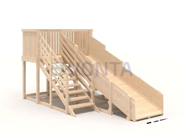 Деревянная зимняя горка IgraGrad Snow Fox скат 4 м без окраски