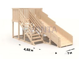 Деревянная зимняя горка IgraGrad Snow Fox скат 4 м без окраски