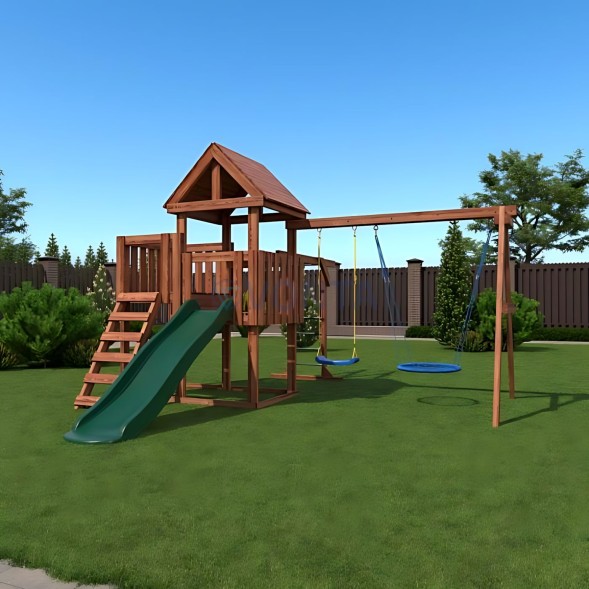 Детская площадка CustWood Junior Color JC5 с деревянной крышей