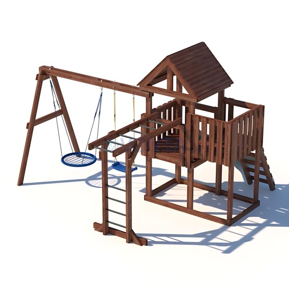 Детская площадка CustWood Junior Color JC5 с деревянной крышей