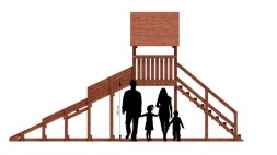 Зимняя деревянная горка Custwood Winter WF4 с крышей (лестница сзади, скат 4 м)