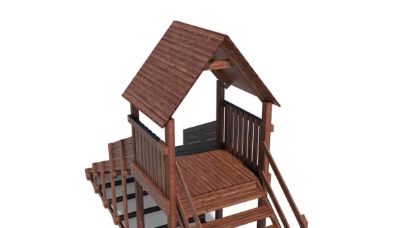Зимняя деревянная горка Custwood Winter WF4 с крышей (лестница сзади, скат 4 м)