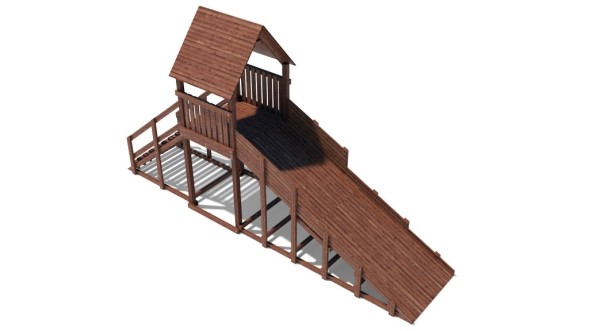 Зимняя деревянная горка Custwood Winter WF4 с крышей (лестница сзади, скат 4 м)