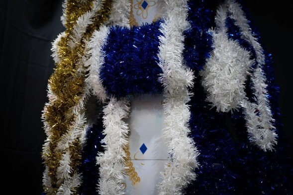 Светодиодная фигура из мишуры Снегурочка в синей шубе 3.38 м., (3DGR814-B)