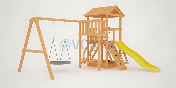 Детская площадка Савушка Мастер 2 с качелями Гнездо 1 метр