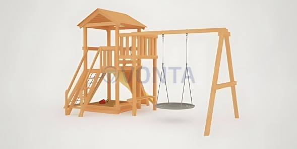 Детская площадка Савушка Мастер 2 с качелями Гнездо 1 метр