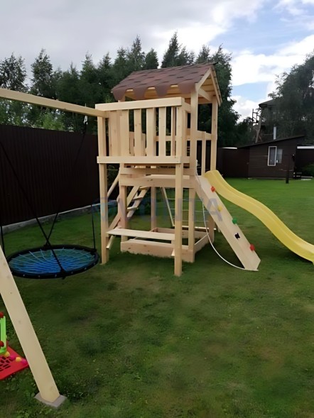 Детская площадка Савушка Мастер 2 с качелями Гнездо 1 метр