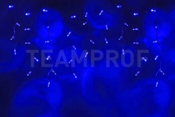 Бахрома 3х0.6 м, флэш, колпачок, СИНИЙ, белый провод