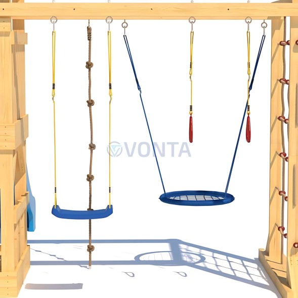 Детская деревянная игровая площадка для улицы дачи CustWood Scout S10 с большой деревянной крышей