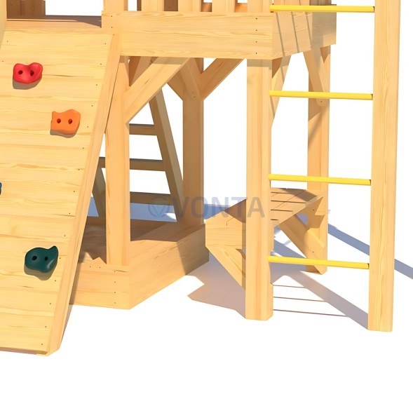 Детская деревянная игровая площадка для улицы дачи CustWood Scout S10 с большой деревянной крышей