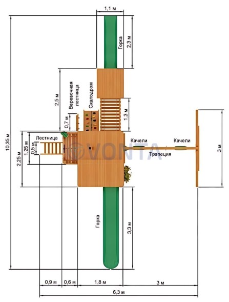 Деревянная детская площадка для дачи Igragrad Великан 2 (Макси)