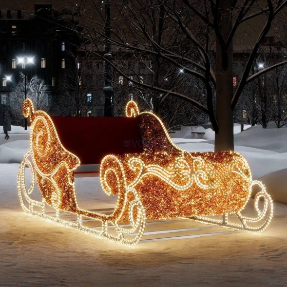 Светодиодная фигура из мишуры Золотые сани 1.3 м., (3DSE323)