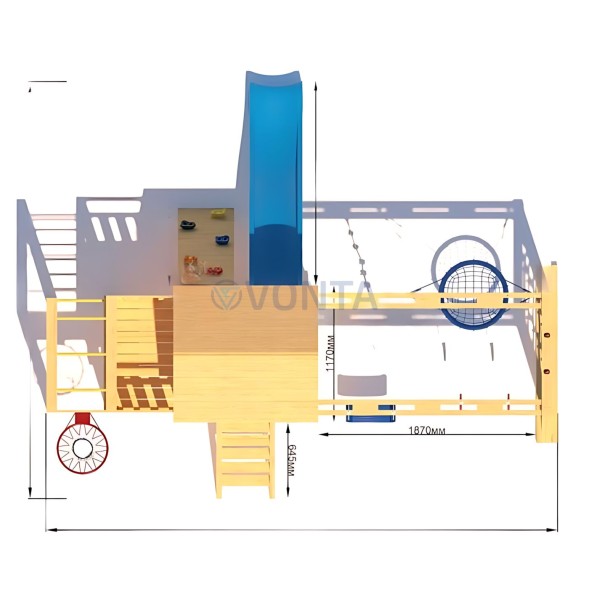Детская деревянная игровая площадка для улицы дачи CustWood Scout S10 с деревянной крышей