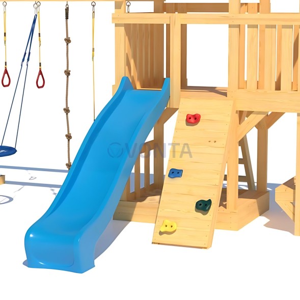Детская деревянная игровая площадка для улицы дачи CustWood Scout S10 с деревянной крышей