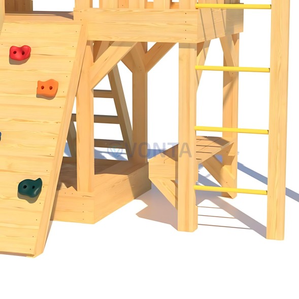 Детская деревянная игровая площадка для улицы дачи CustWood Scout S10 с деревянной крышей