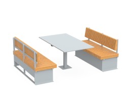 Стол двойной и 2 скамейки со спинками, 141.53.01