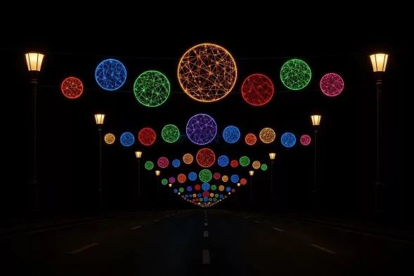 Светодиодная растяжка Разноцветные диски 500 см., (SR369)