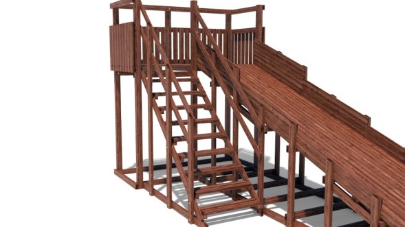 Зимняя деревянная горка Custwood Winter W7 (лестница сбоку, скат 6 м)