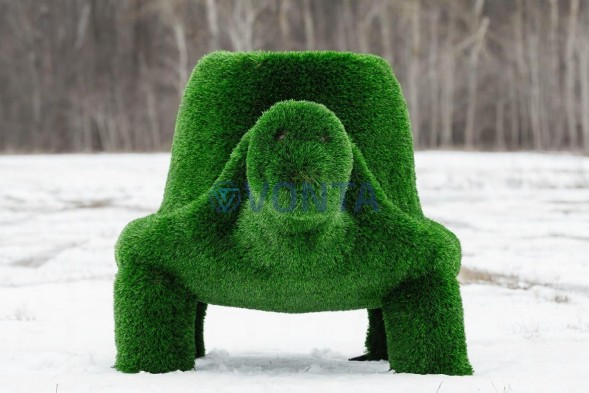 Топиари черепаха с кашпо, Мудрая, h=100 см- газон Deluxe Green