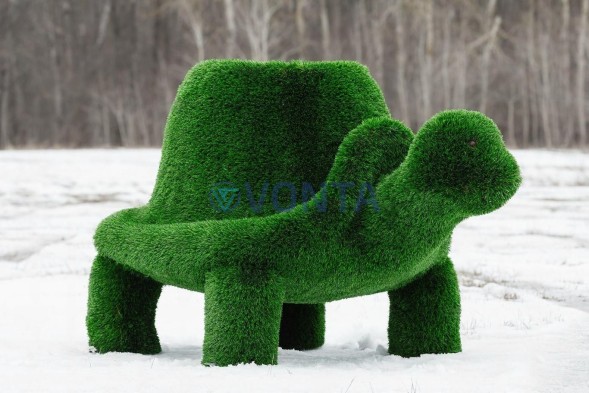Топиари черепаха с кашпо, Мудрая, h=100 см- газон Deluxe Green