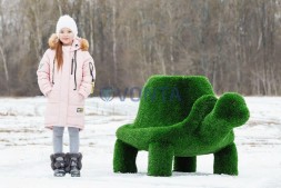 Топиари черепаха с кашпо, Мудрая, h=100 см- газон Deluxe Green