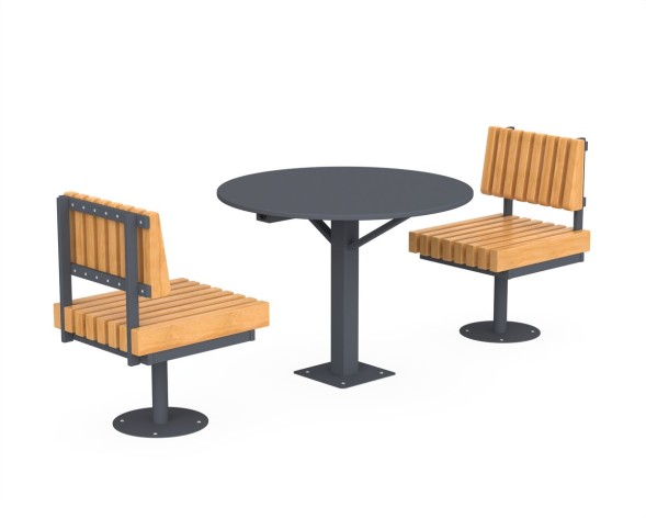 Стол одинарный и 2 кресла со спинками, 141.52.01