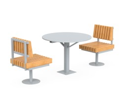 Стол одинарный и 2 кресла со спинками, 141.52.01