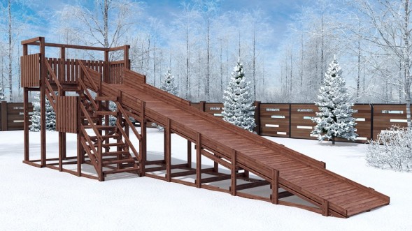 Зимняя деревянная горка Custwood Winter W8 (лестница сбоку, скат 8 м)