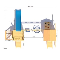 Детская деревянная игровая площадка для улицы дачи CustWood Scout S9 с деревянной крышей