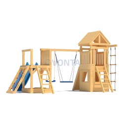 Детская деревянная игровая площадка для улицы дачи CustWood Scout S9 с деревянной крышей