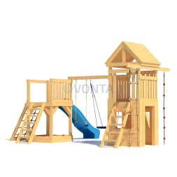 Детская деревянная игровая площадка для улицы дачи CustWood Scout S9 с деревянной крышей