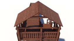 Зимняя деревянная горка Custwood Winter W8 с крышей (лестница сбоку, скат 8 м)