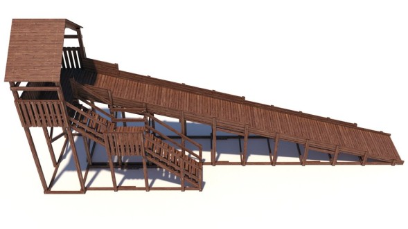 Зимняя деревянная горка Custwood Winter W8 с крышей (лестница сбоку, скат 8 м)