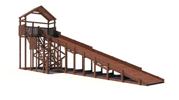 Зимняя деревянная горка Custwood Winter W8 с крышей (лестница сбоку, скат 8 м)
