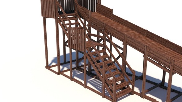 Зимняя деревянная горка Custwood Winter W8 с крышей (лестница сбоку, скат 8 м)