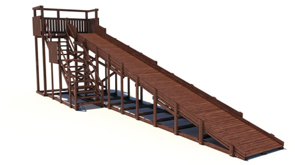Зимняя деревянная горка Custwood Winter W9 (лестница сбоку, скат 10 м)