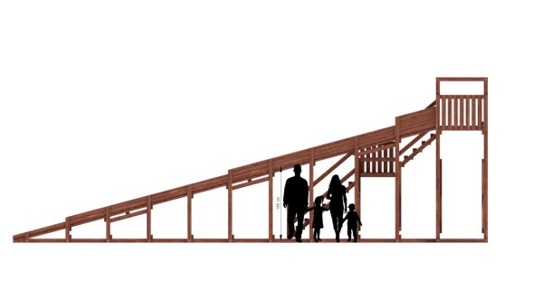 Зимняя деревянная горка Custwood Winter W9 (лестница сбоку, скат 10 м)