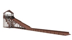 Зимняя деревянная горка Custwood Winter W8 с крышей и выкатом (лестница сбоку, скат 8 м)