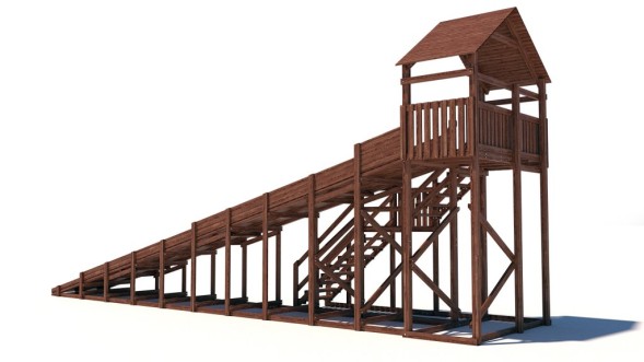 Зимняя деревянная горка Custwood Winter WF10 с крышей (лестница сбоку, скат 10 м)