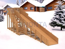 Зимняя деревянная горка IgraGrad Snow Fox скат 10м