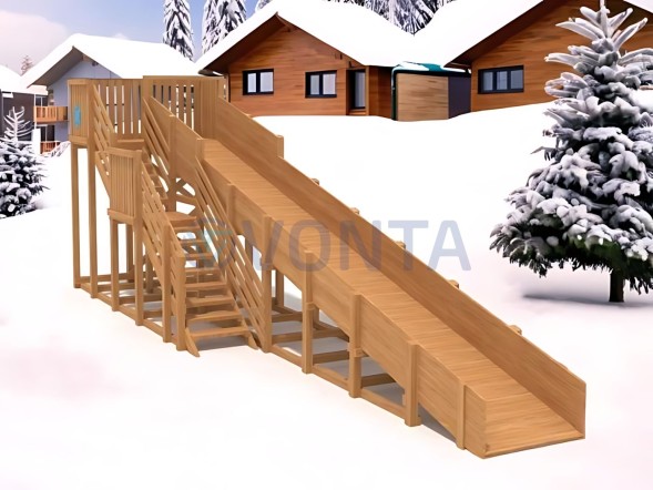 Зимняя деревянная горка IgraGrad Snow Fox скат 10м