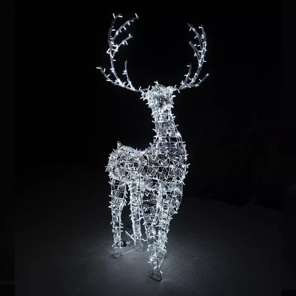 Светодиодная фигура Олень ажурный 2,5 м., динамика, белый, (OL93)
